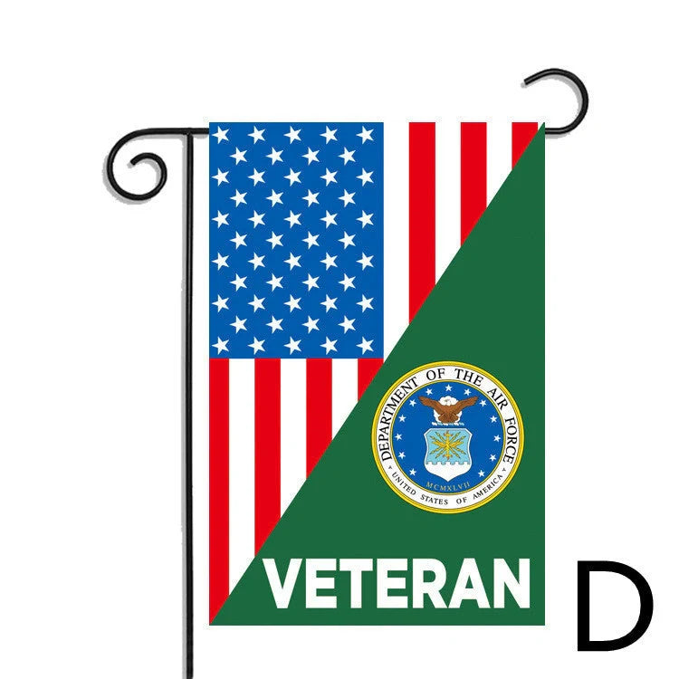 Patriotic polyester garden flag with American flag design, a tribute to British Veterans