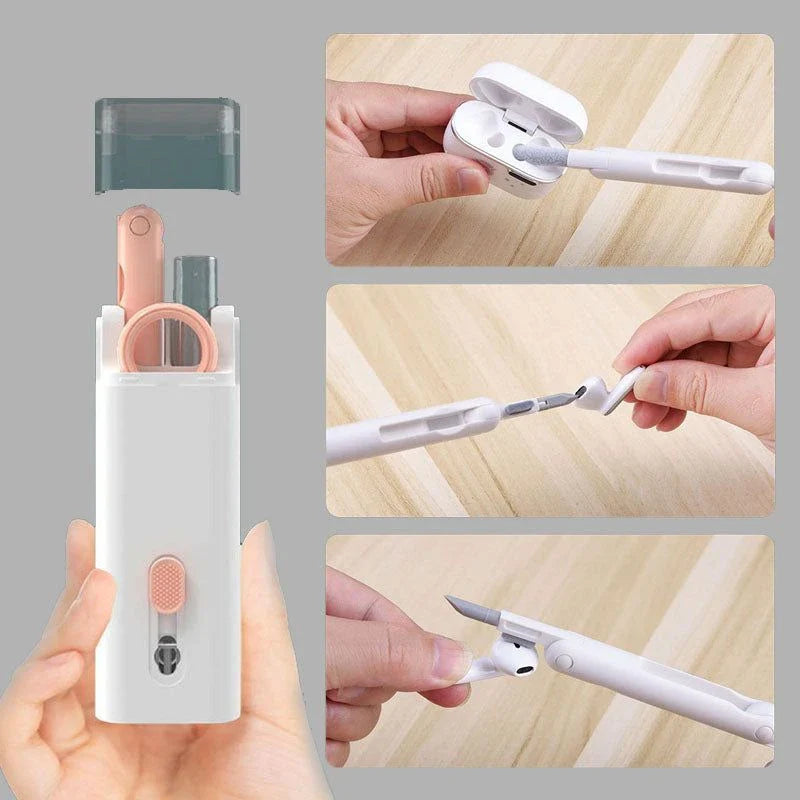 Multifunctional Bluetooth Earbuds Cleaning Kit with Silicone Tips, Retractable Brush, and Microfibre Cloth for UK Tech Enthusiasts