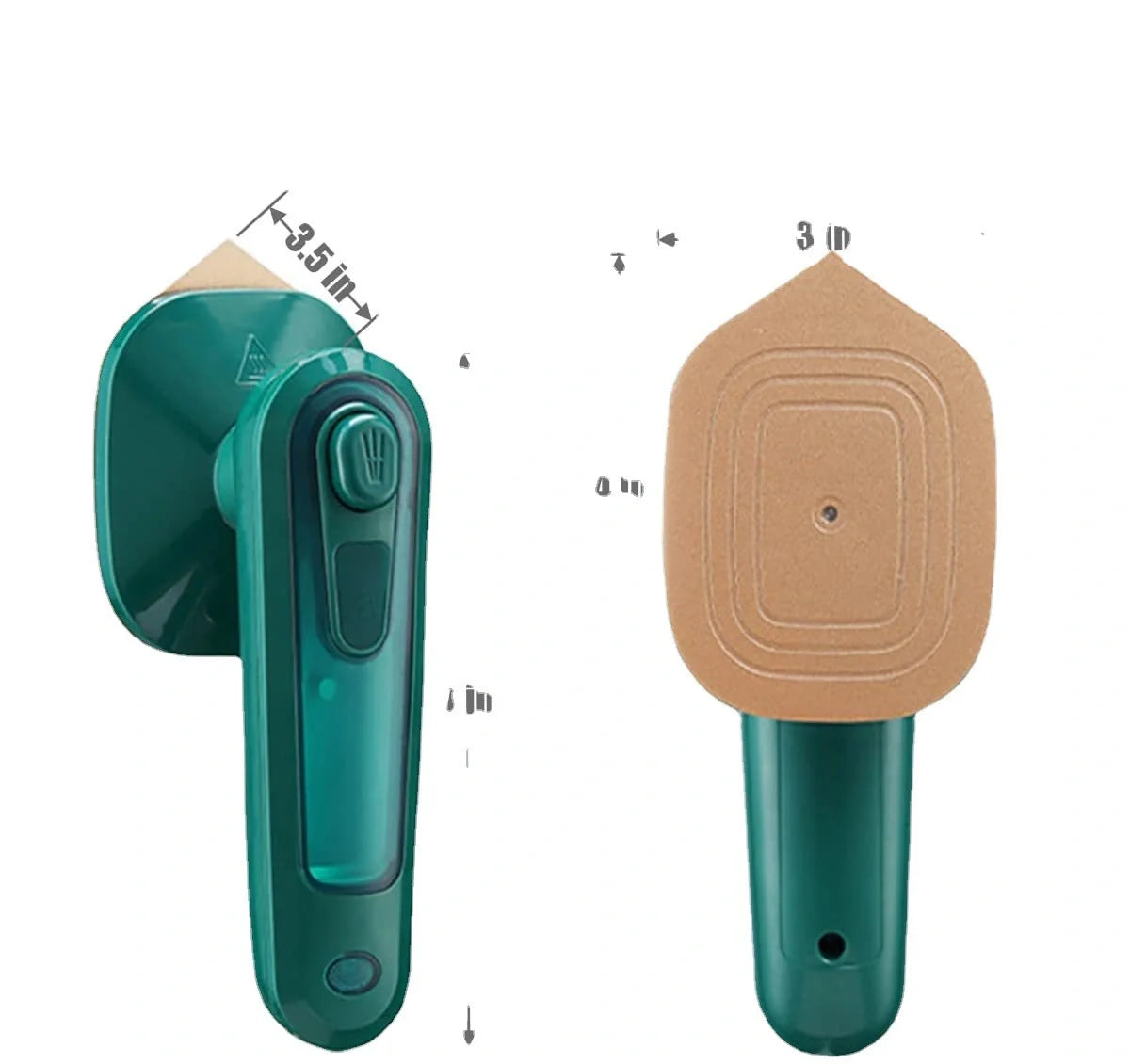 Handheld portable garment ironing machine with super large titanium panel in dark green