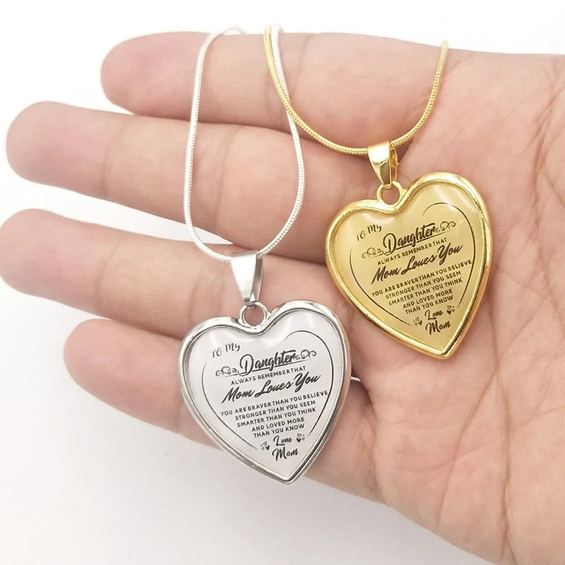 Heart epoxy necklace with adjustable snake chain in gold and silver