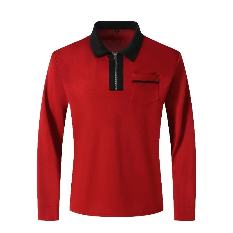 2024 Autumn Men's Long Sleeve Zipper Polo Shirts in various colours