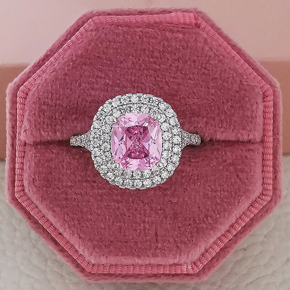 Dazzling multicolor cubic zirconia rings with a sleek geometric design and premium copper construction