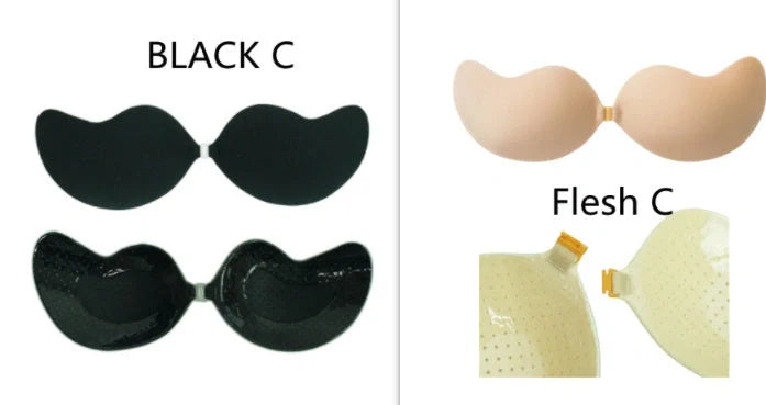 Lala Goddess Mango Cup deep V invisible bra in black and flesh colors