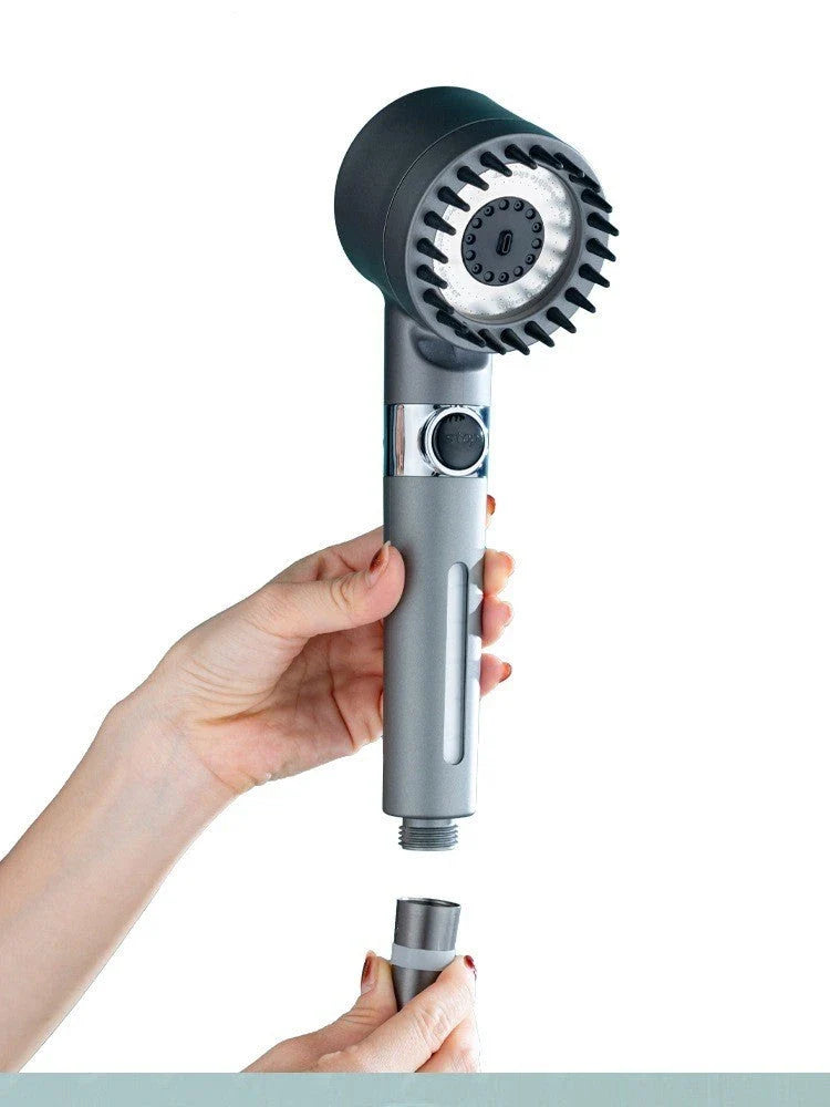 Premium 3-mode high-pressure shower head with detachable filter, made of durable ABS material for a relaxing and refreshing shower experience.