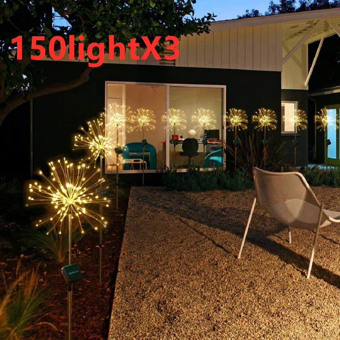 Radiant Solar-Powered Outdoor Fireworks Lights with dazzling LED display in various shapes and colours