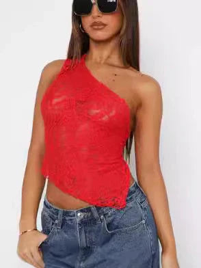 Chic backless lace top in various colors, featuring a unique design, slim fit, and breathable polyester fabric for effortless summer style.
