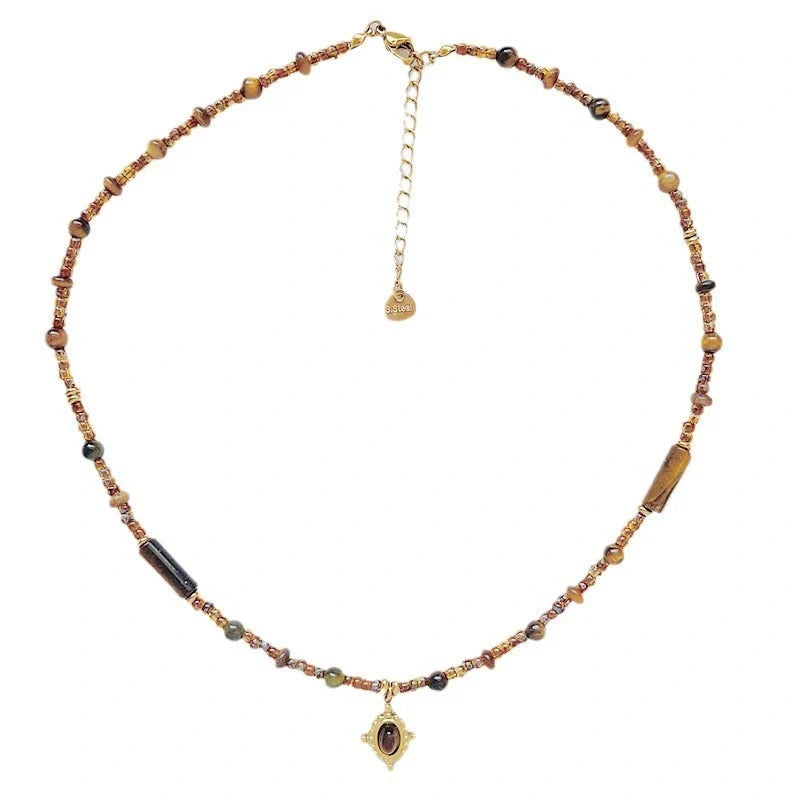Maillard Colour Necklace with geometric pendant designs in titanium steel