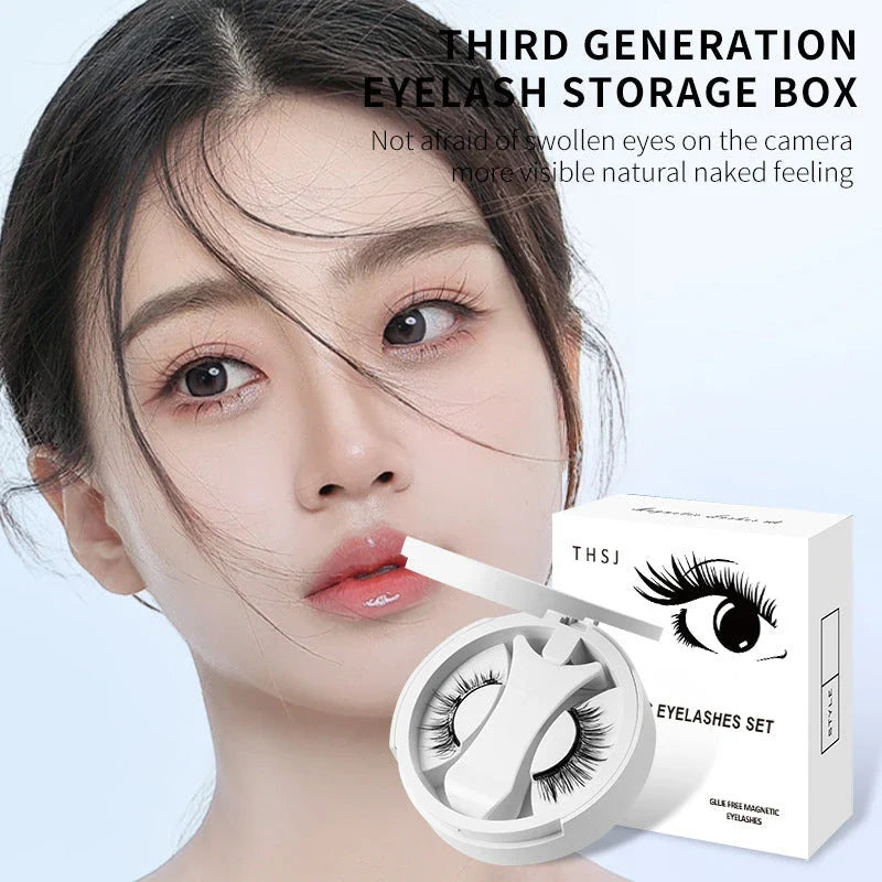 Magnetic false eyelashes with storage box, glue-free and natural-looking lash enhancement