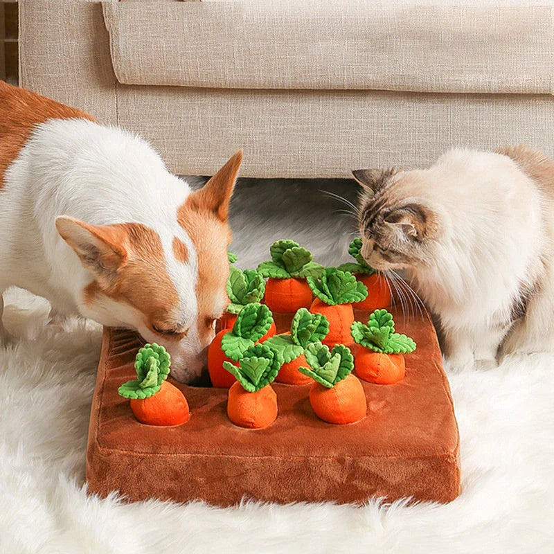 Premium Carrot Plush Toy for Dogs - Interactive Chew Toy & Snuffle Mat