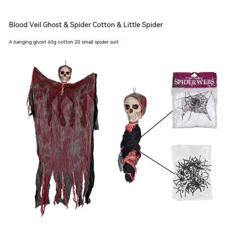 Halloween hanging ghost pendant with dyed blood effect for spooky decorations