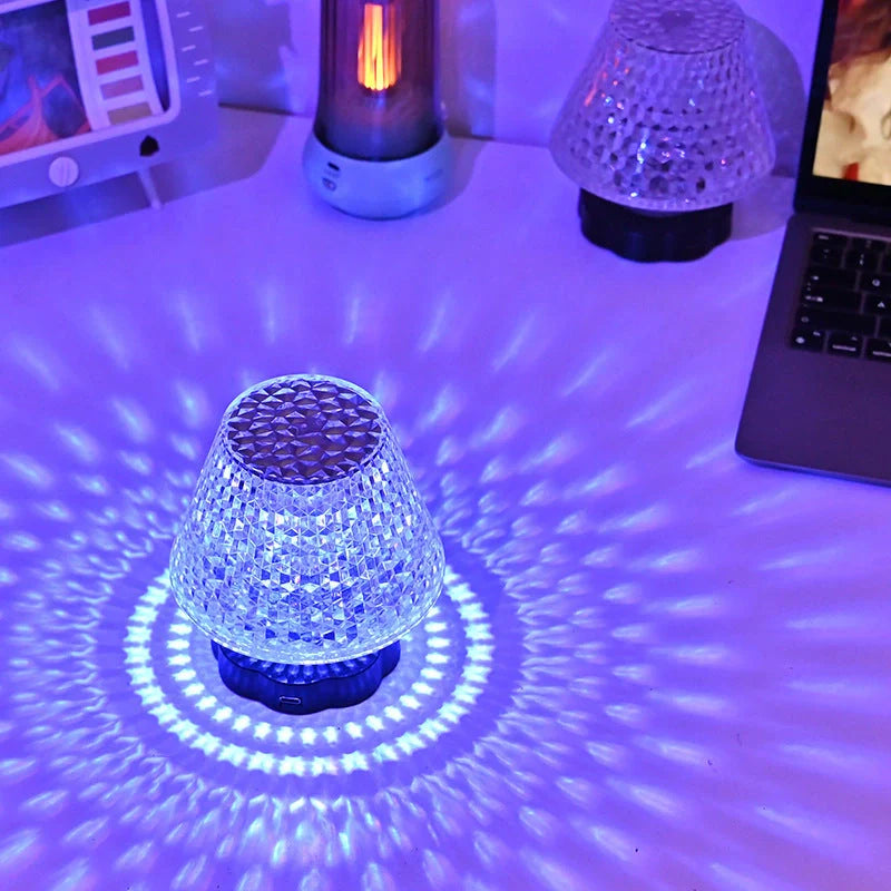 Diamond crystal table lamp with USB touch sensor and dimmable LED light