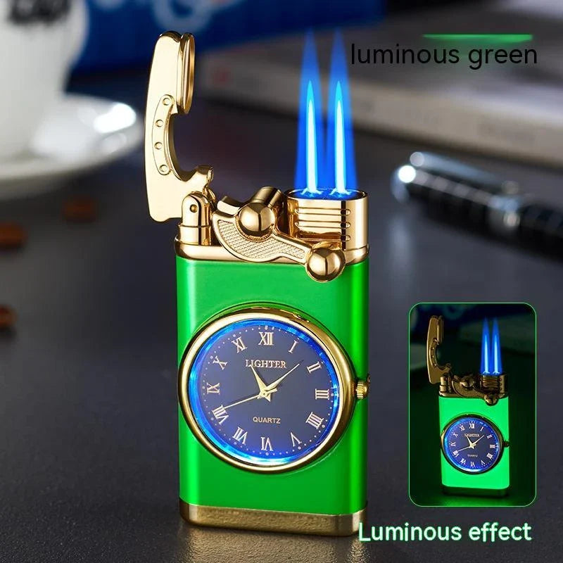 A versatile butane lighter watch with various color options and flame styles