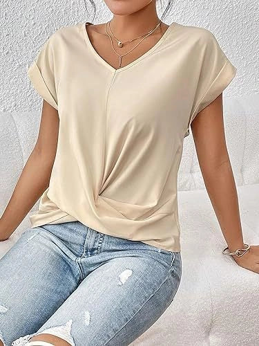 Stylish short-sleeve ladies' t-shirt with unique knot detail, available in a range of vibrant colours