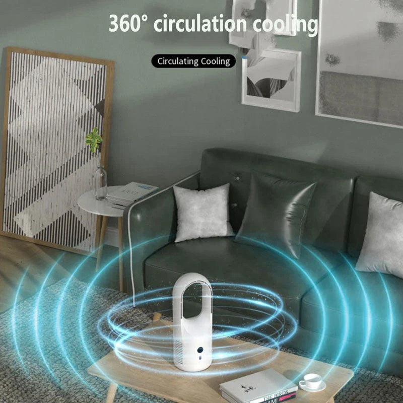 Powerful bladeless fan with sleek design and quiet operation for efficient cooling
