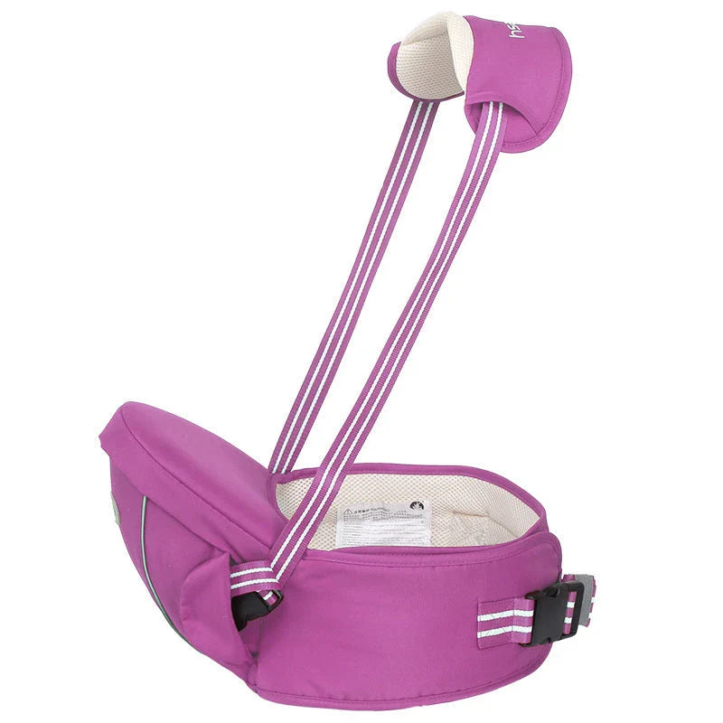 Versatile baby carrier with adjustable hip seat, offering hands-free support and multiple carrying positions for newborns to toddlers