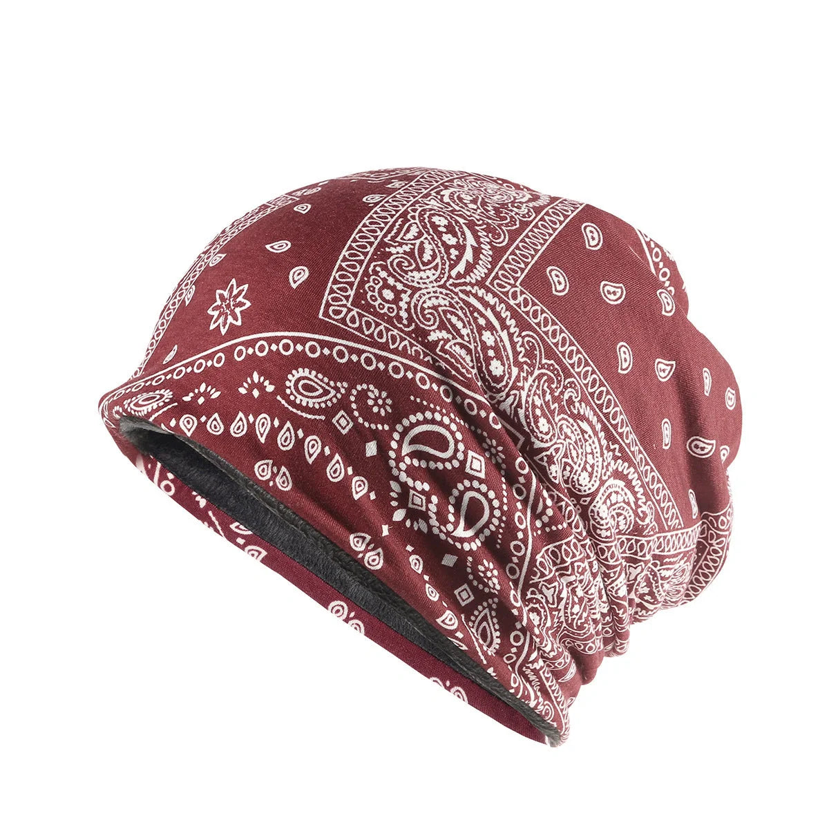 Adjustable windproof earmuff hat with cashew flower print in various colours