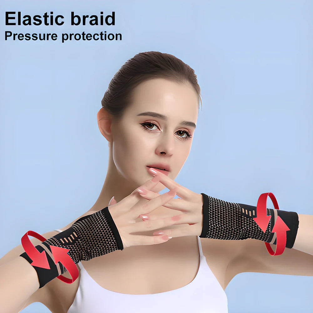 Premium copper compression wrist brace with breathable fabric for sports and active lifestyles
