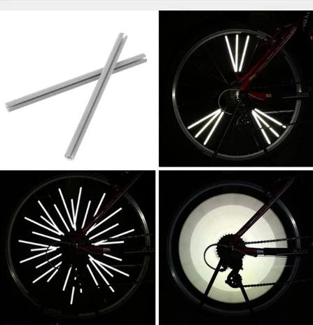 Colorful reflective strips for bicycle spokes, providing enhanced visibility and safety on the road