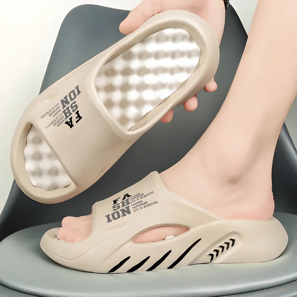 Luxurious men's massage sandals with built-in massage technology, soft cushioned sole, and durable design for comfortable summer wear