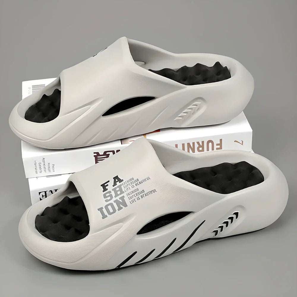 Luxurious men's massage sandals with built-in massage technology, soft cushioned sole, and durable design for comfortable summer wear