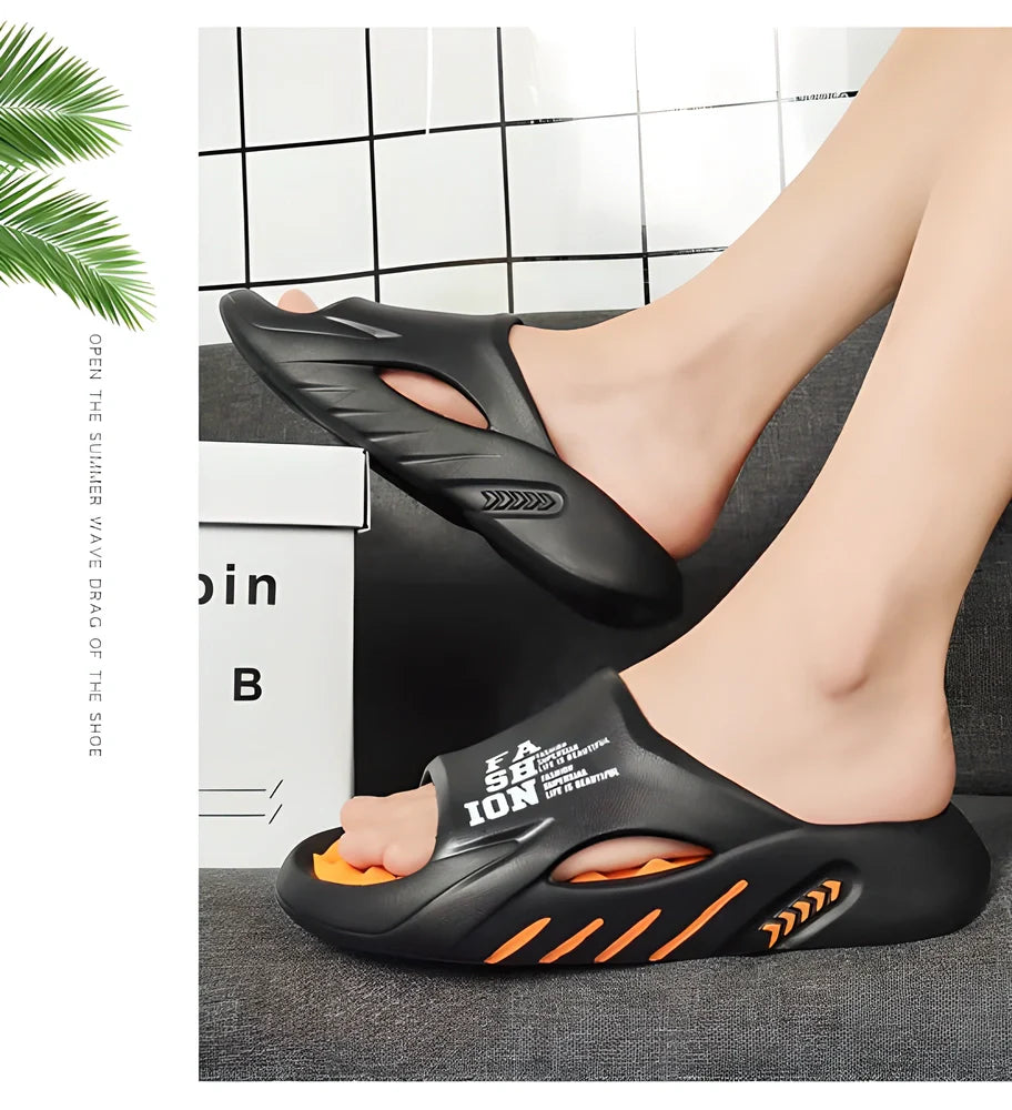 Luxurious men's massage sandals with built-in massage technology, soft cushioned sole, and durable design for comfortable summer wear