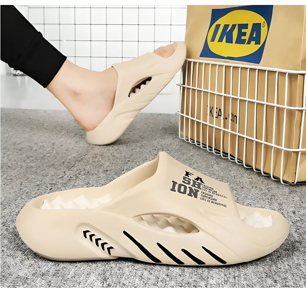 Luxurious men's massage sandals with built-in massage technology, soft cushioned sole, and durable design for comfortable summer wear