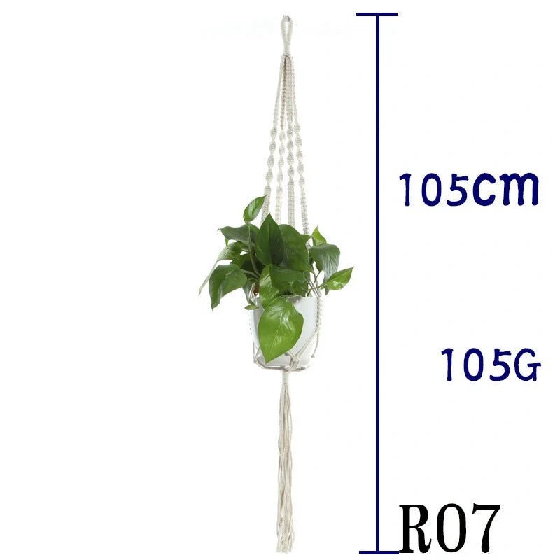 Stylish hanging cotton rope plant holder for indoor and outdoor decoration
