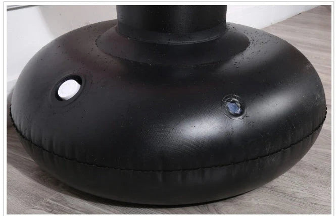 Premium inflatable freestanding boxing punch bag with durable PVC construction, reinforced double-cap seal, and large suction chassis for stable home workouts.