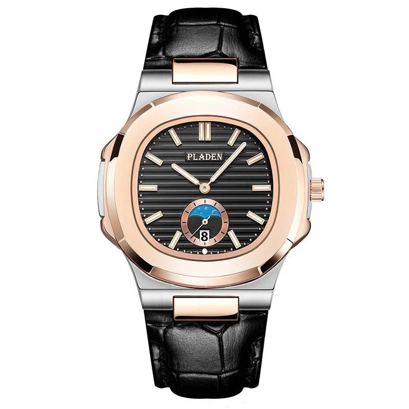 Premium Waterproof Quartz Watch with stainless steel case, mineral glass face, and quartz movement for reliable timekeeping