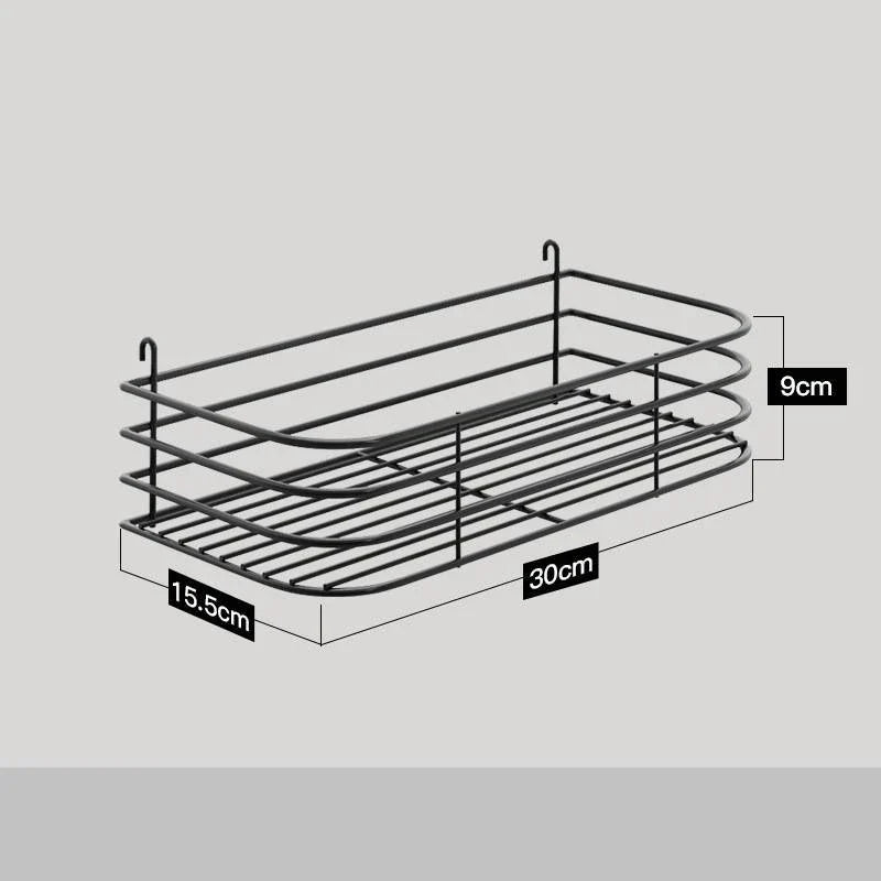A high-quality stainless steel wall-mounted kitchen storage rack with a perforated design for customisable storage