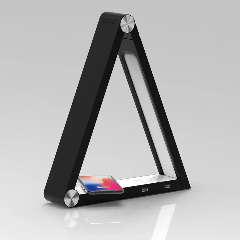 Sleek wireless charging desk lamp with adjustable brightness, color temperature, and aluminium alloy construction