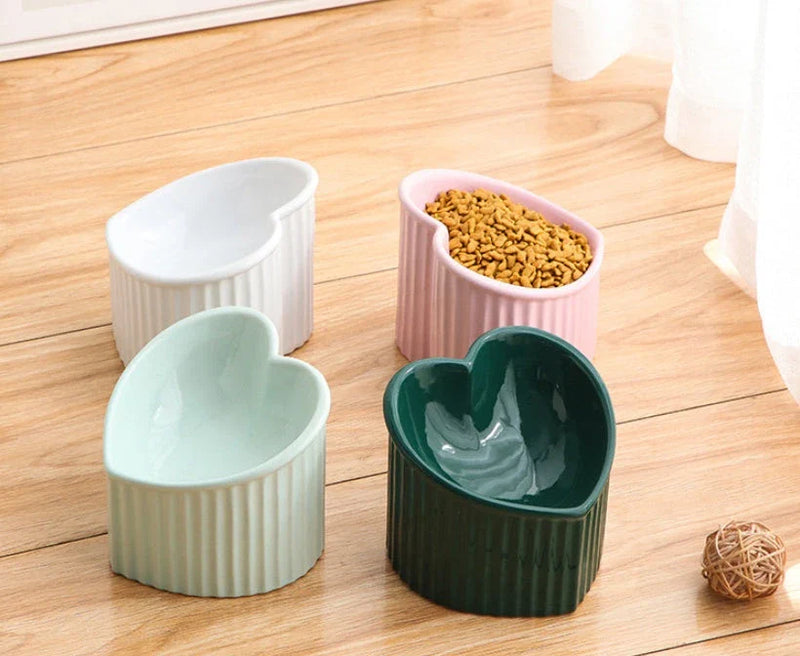 Elevated Ceramic Pet Bowl with Angled Design for Gentle Feeding