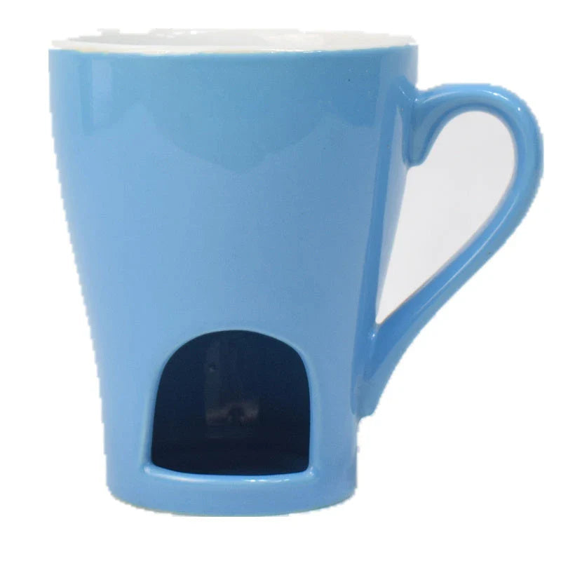 Versatile ceramic mug with built-in hot pot for making delicious desserts and drinks