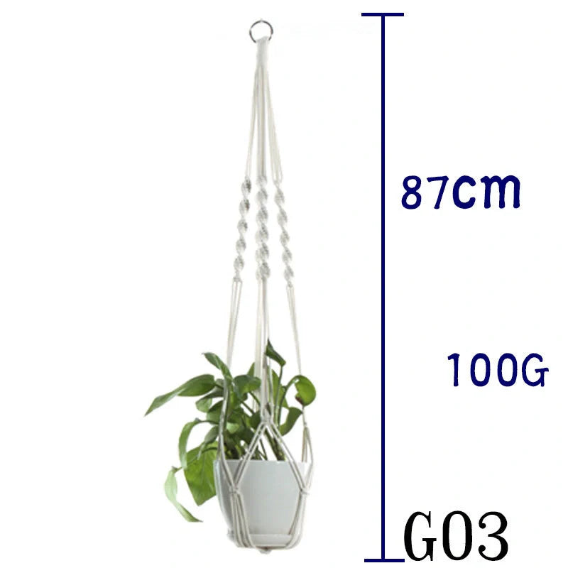 Stylish hanging cotton rope plant holder for indoor and outdoor decoration