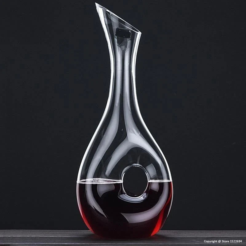 Premium crystal wine decanter with elegant U-shaped design, enhancing the flavor and aroma of your favorite red wines