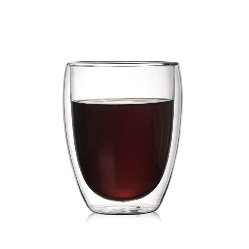 Egg-shaped double-layer insulated glass cup for hot and cold beverages