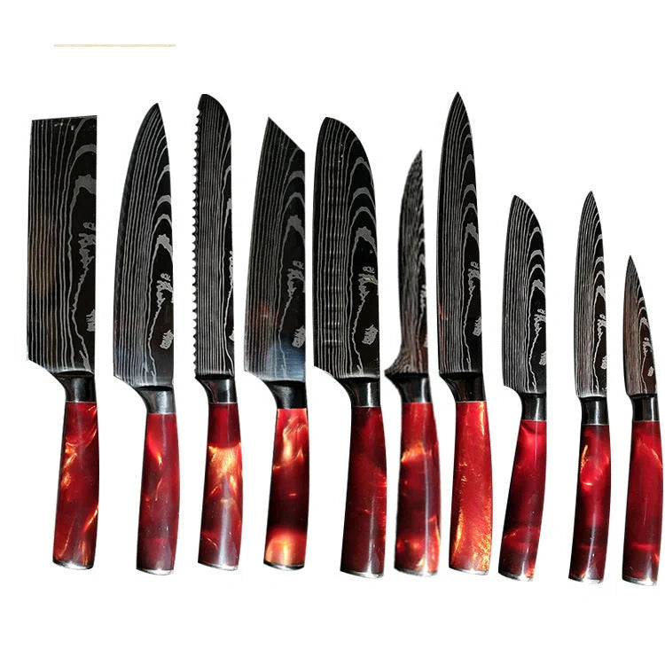 Premium 8-inch Chef Knife with elegant blue resin handle and stainless steel blade