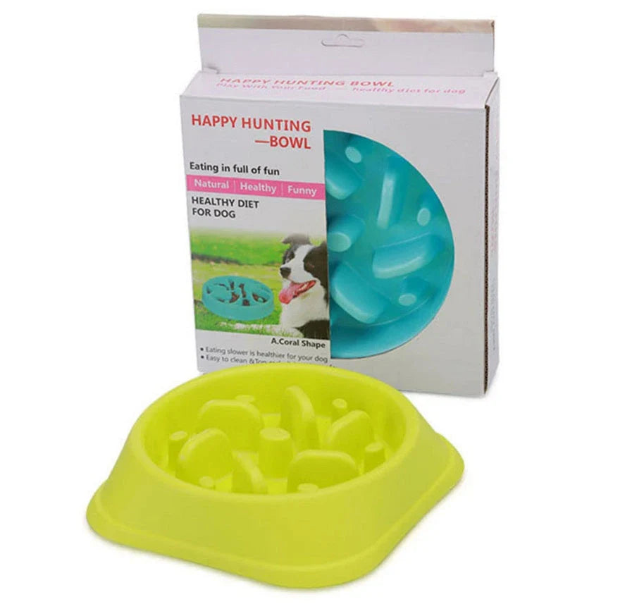 Anti-choke pet bowl made of durable plastic, available in multiple vibrant colours to suit your pet's style