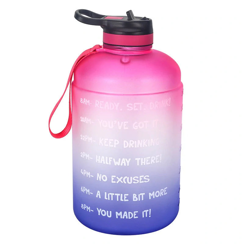 QuiFit Gallon Water Bottle with straw and motivational quote in various colors
