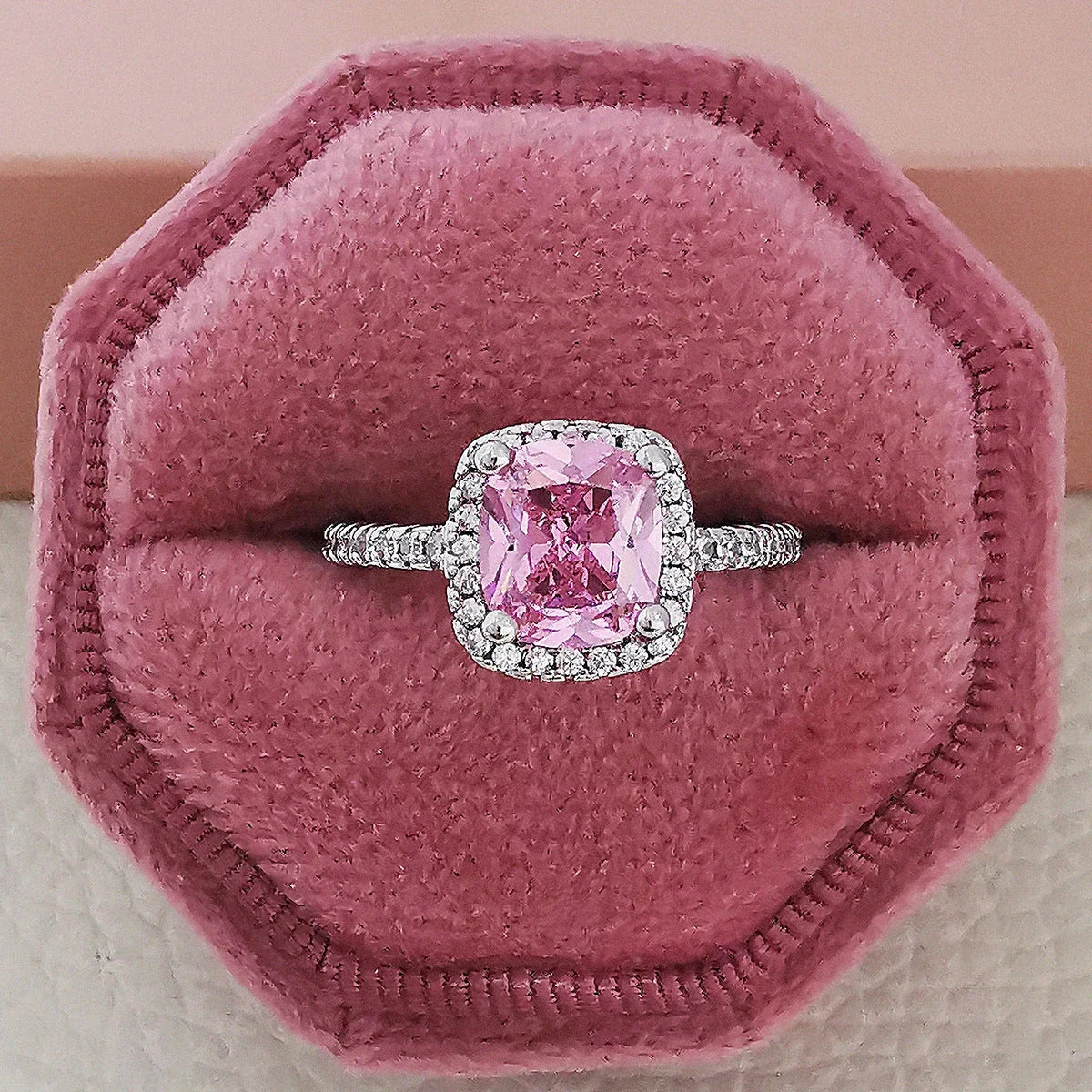 Dazzling multicolor cubic zirconia rings with a sleek geometric design and premium copper construction