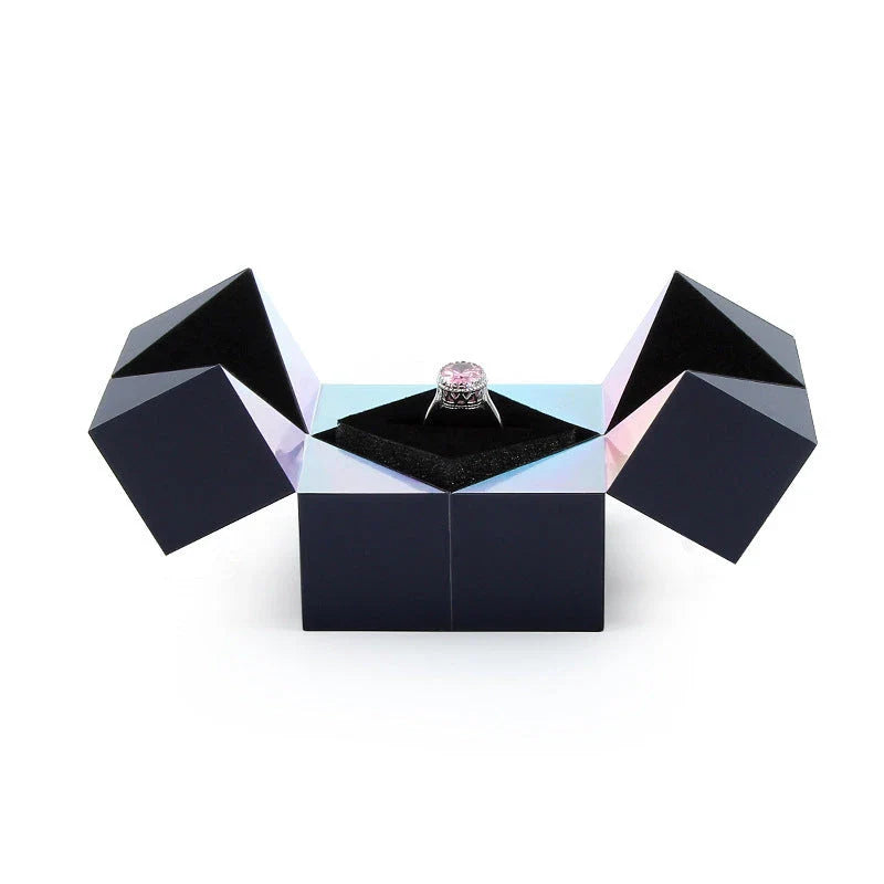 A premium Valentine's Day gift box featuring a 'magic cube' opening mechanism, designed to make marriage proposals enchanting and memorable.