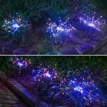 Radiant Solar-Powered Outdoor Fireworks Lights with dazzling LED display in various shapes and colours