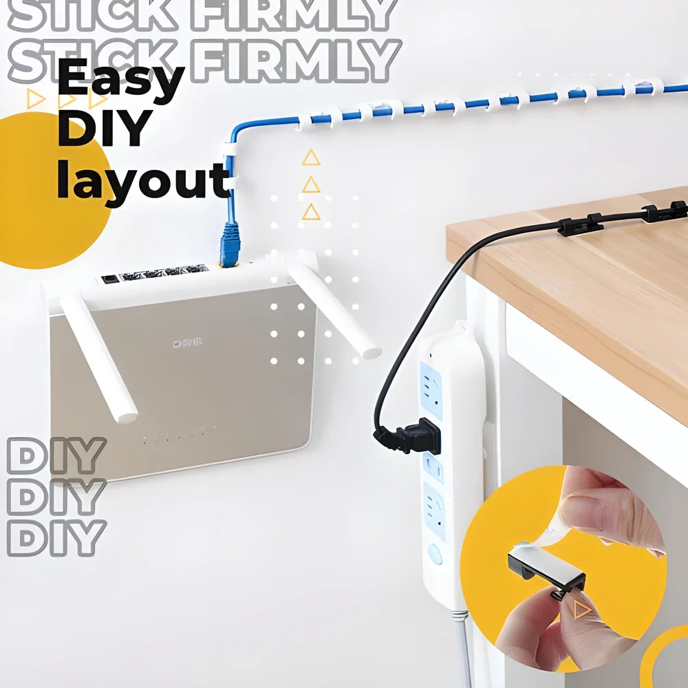 Self-Adhesive Wire Organizer Clips in various sizes and colours