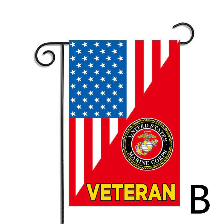 Patriotic polyester garden flag with American flag design, a tribute to British Veterans
