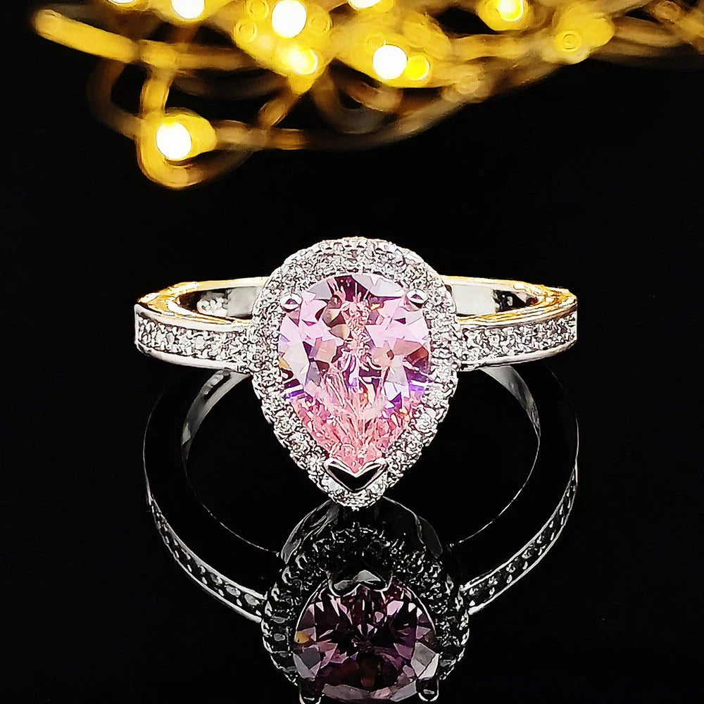 Dazzling multicolor cubic zirconia rings with a sleek geometric design and premium copper construction