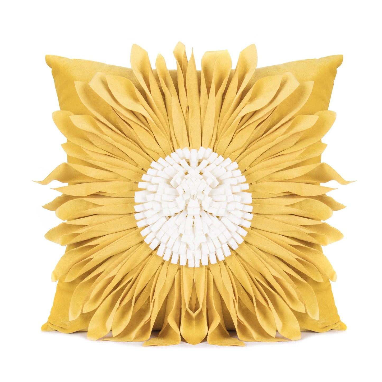 Decorative throw pillows in various colours featuring 3D chrysanthemum embroidery on a velvet surface