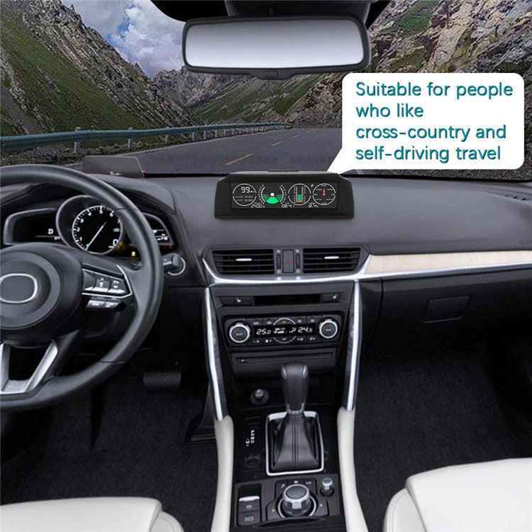GPS GO 2 Car HUD with Satellite-powered Speed, Tilt, and Navigation Displays