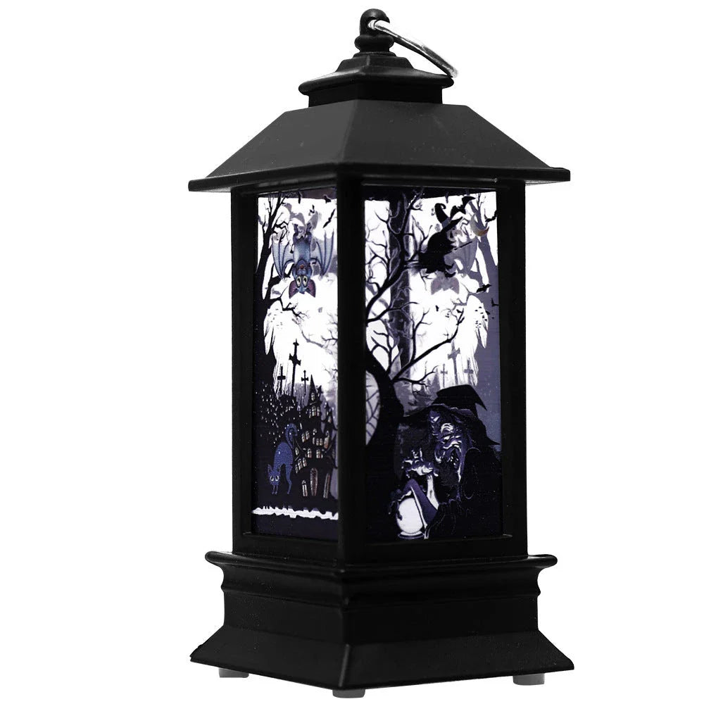 Enchanting Halloween pumpkin lamp with intricate design and warm LED lighting, perfect for seasonal decor