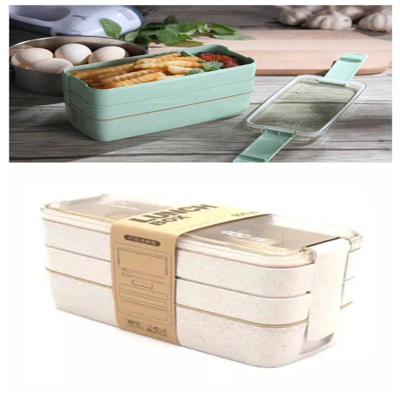 A stylish microwave-safe lunch box with a removable soup mug in various colours, including pink, green, and apricot