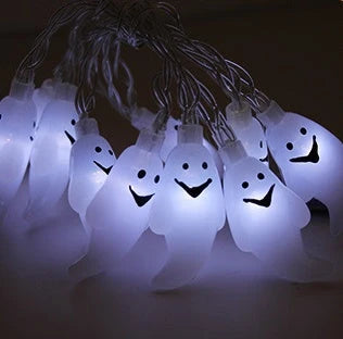 Spooktacular Halloween string lights with pumpkins, ghosts, and other festive decorations